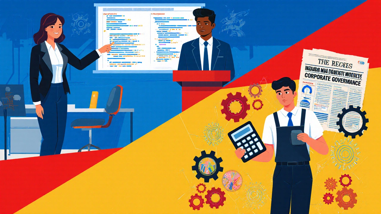Collage of three non‑business graduates succeeding in an MBA: engineer, journalist, and mechanical engineer.