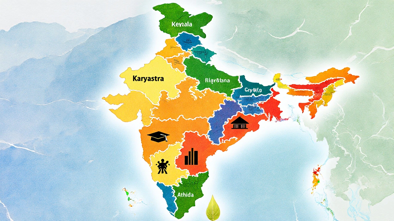 Map of India highlighting Kerala, Maharashtra, Karnataka, Tamil Nadu, and Andhra Pradesh.