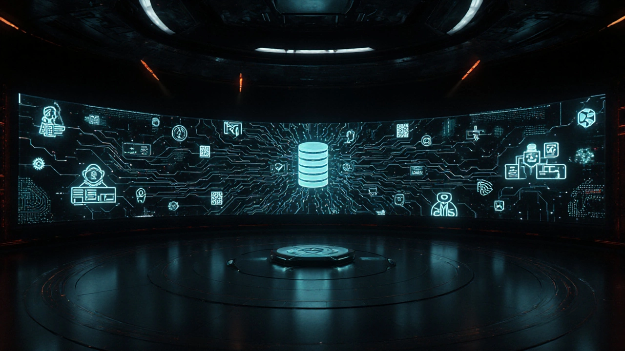 Control room with digital networks tracking real-world learning actions across systems