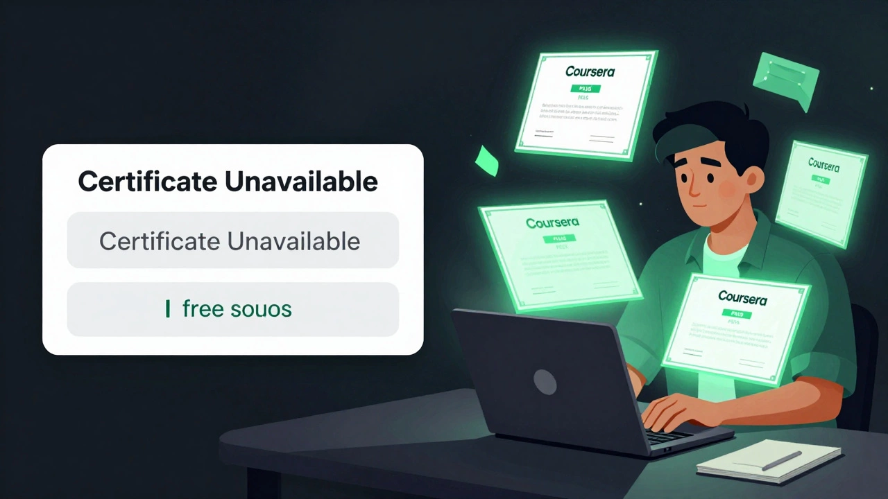 Comparison of free audit vs Coursera Plus subscription with certificate access