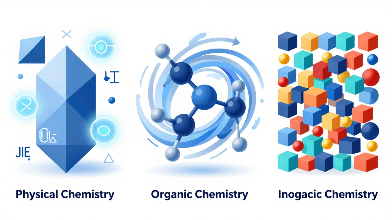 Abstract art showing physical, organic, and inorganic chemistry concepts