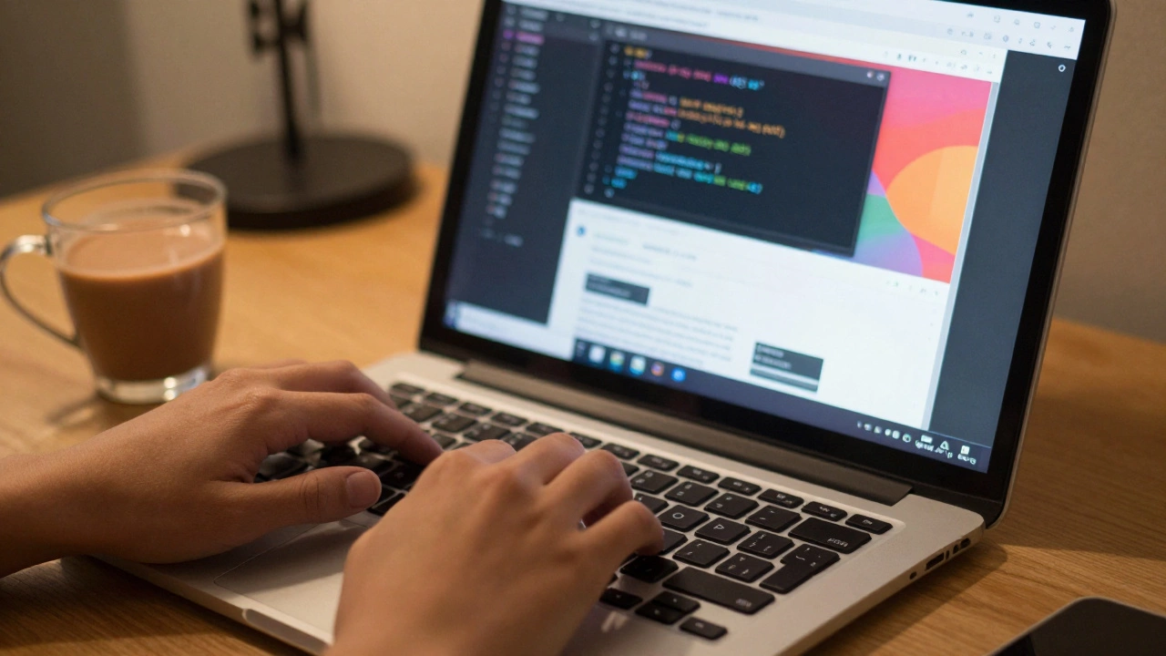 Beginner coder working on a website with a cup of chai