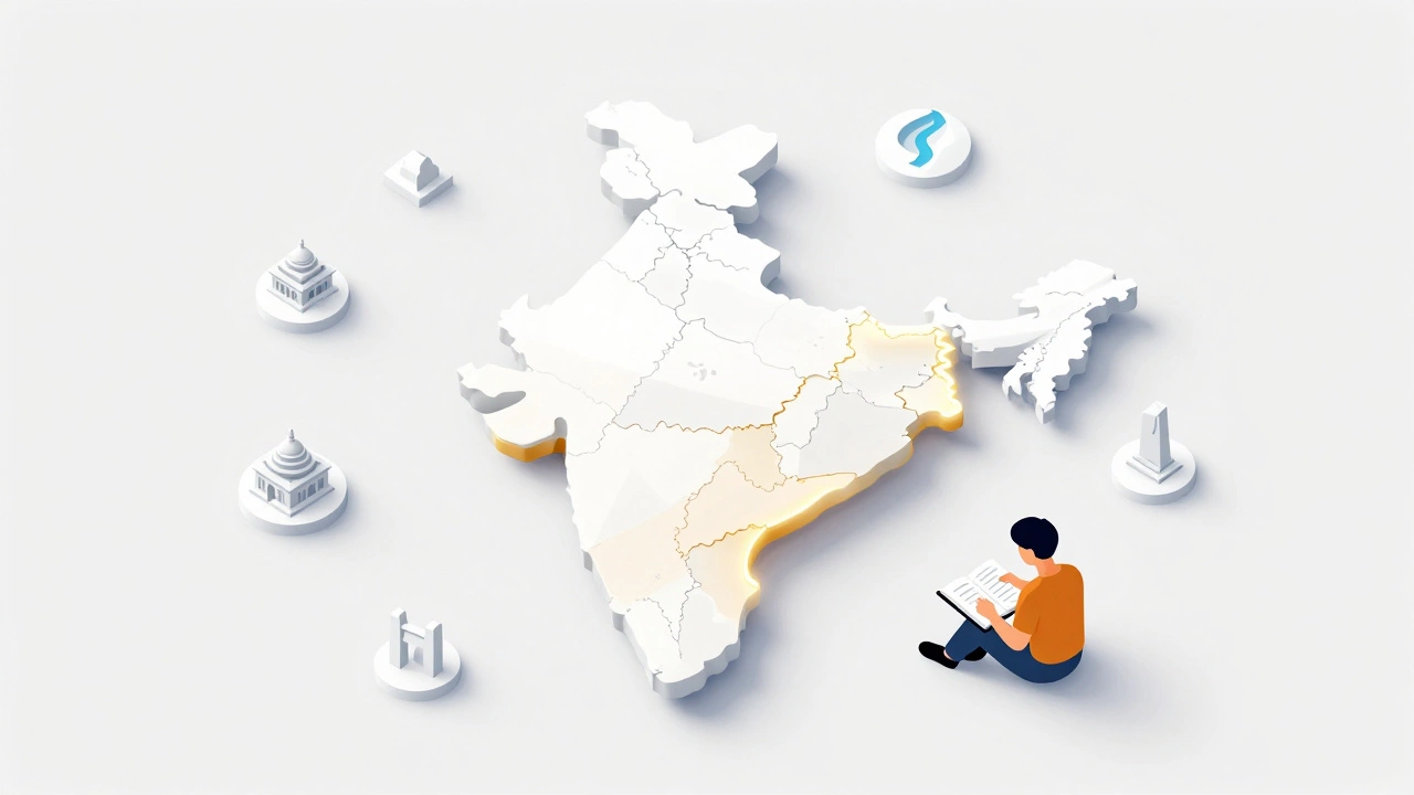 Illustration highlighting a specific Indian state for localized exam prep