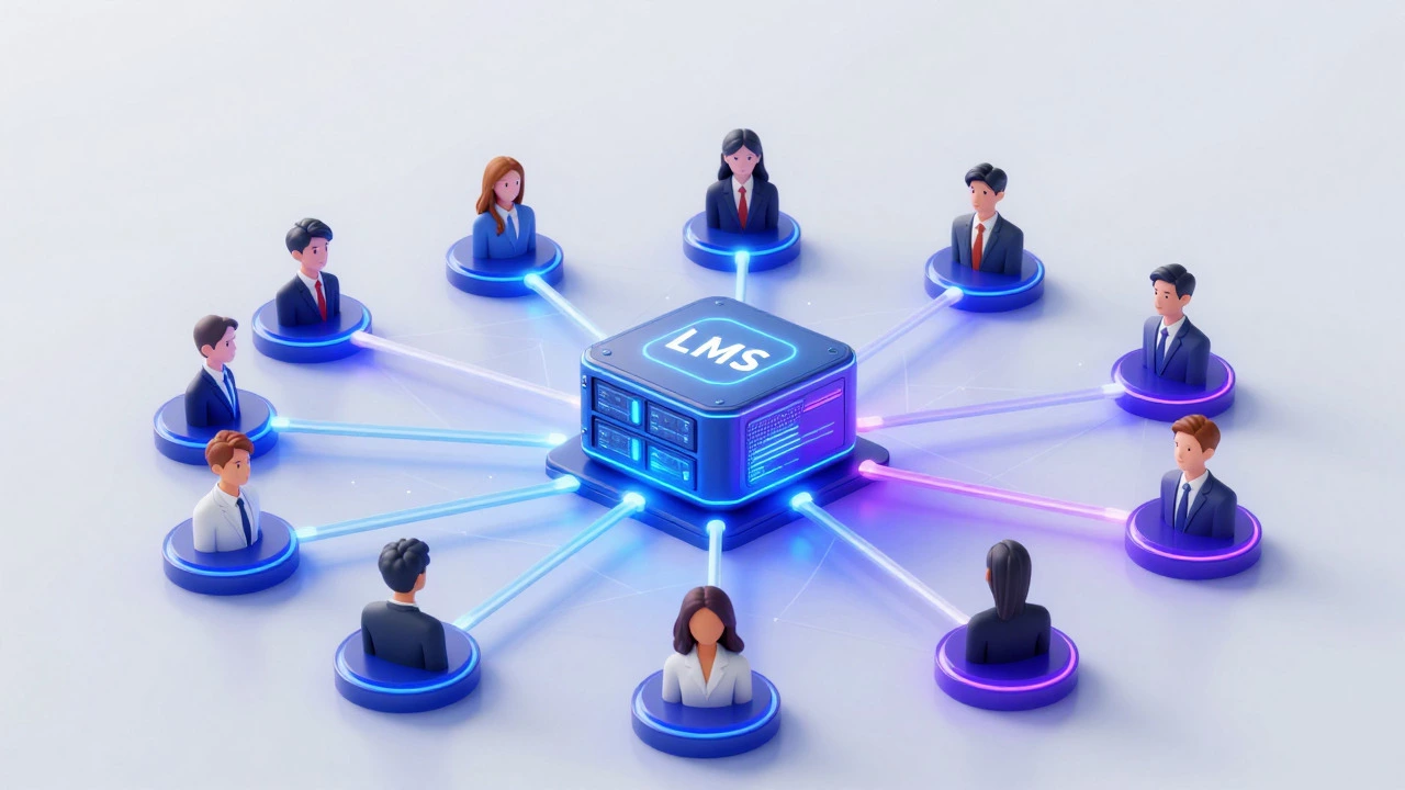 Abstract visualization of LMS network connecting global learners