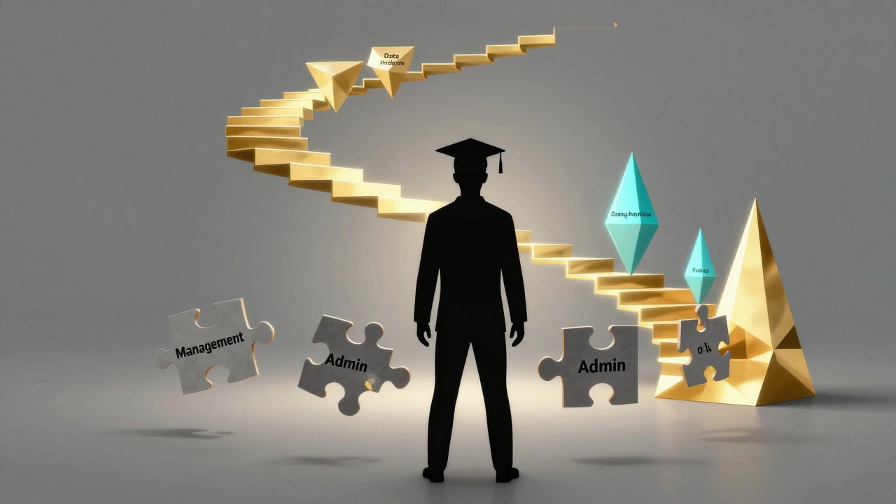 Generic graduate surrounded by vague skills vs specialized path