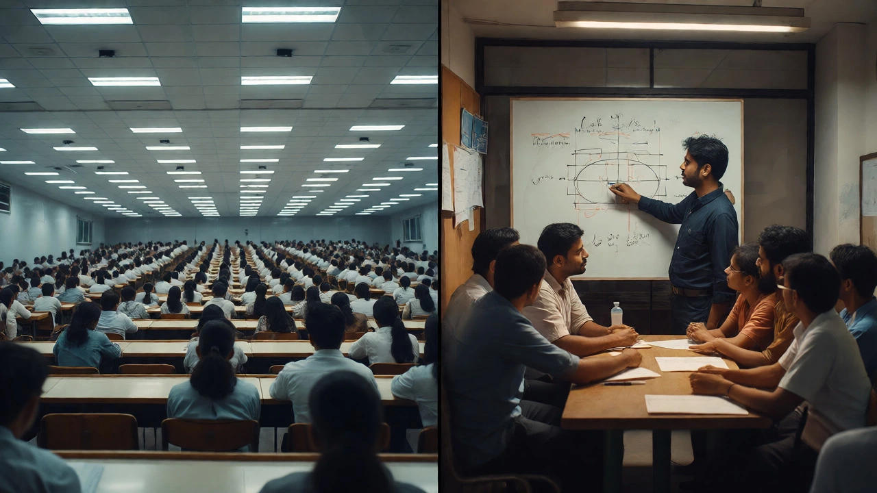 Comparison of crowded large classroom versus small personalized tutorial