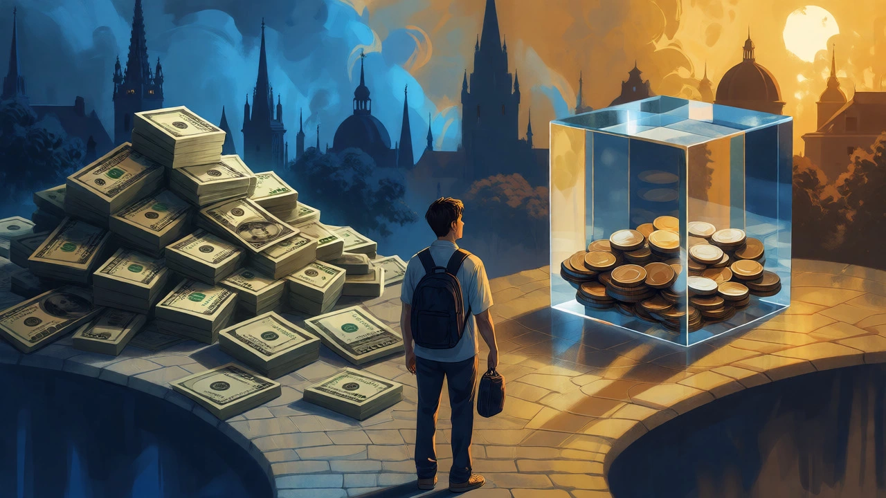 Student weighing US debt against European blocked account funds conceptually